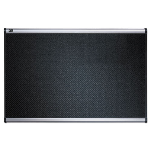 Image of Quartet® B343A Prestige Black Embossed Foam Bulletin Board, 36" x 24", Black Surface, Silver Aluminum/Plastic Frame