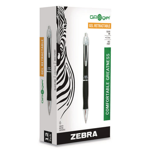 Image of Zebra® 42610 Sarasa Dry X10 Gel Pen, Retractable, Medium 0.7 mm, Black Ink, Black/Silver Barrel, 12/Pack