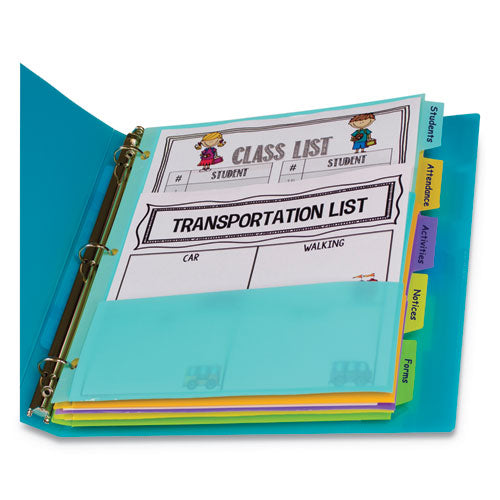 Image of C-Line® 07650 Index Dividers With Multi-Pockets, 5-Tab, 11.5 X 10, Assorted, 1 Set