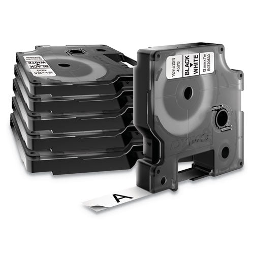 Image of DYMO® 2025517 D1 Standard Labels, 0.5" x 23 ft, Black Print on White Tape, 6/Pack