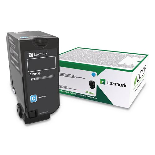 Image of Lexmark 74C0HCG 74c0hcg High-Yield Toner, 12,000 Page-Yield, Cyan