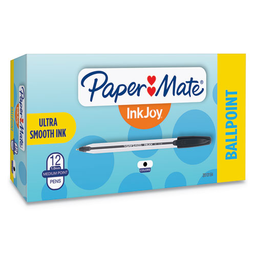 Image of Paper Mate® 2013154 Inkjoy 50st Ballpoint Pen, Stick, Medium 1 Mm, Black Ink, Clear Barrel, Dozen
