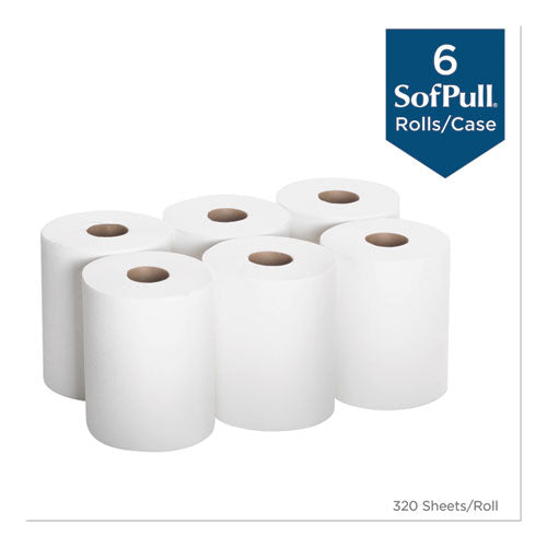 Image of Georgia Pacific® Professional 28124 SofPull CenterPull Perforated Paper Towels, 1-Ply, 7.8 x 15, White, 320/Roll, 6 Rolls/Carton