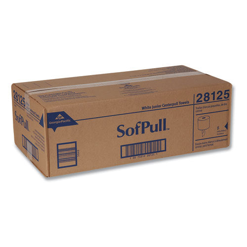 Image of Georgia Pacific® Professional 28125 SofPull Premium Junior Capacity Towel, 1-Ply, 7.8 x 14.8, White, 225/Roll, 8 Rolls/Carton