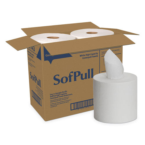 Image of Georgia Pacific® Professional 28143 SofPull Perforated Paper Towel, 1-Ply, 7.8 x 15, White, 560/Roll, 4 Rolls/Carton