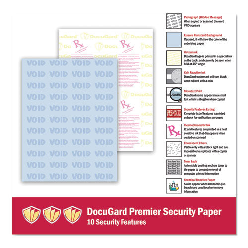 Image of DocuGard 04543 Medical Security Papers, 24 lb Bond-Weight, 8.5 x 11, Blue, 500/Ream