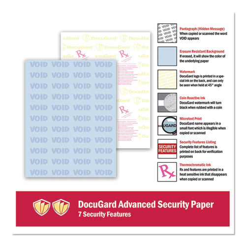 Image of DocuGard PRB04545 Medical Security Papers, 24 lb Bond Weight, 8.5 x 11, Blue, 500/Ream