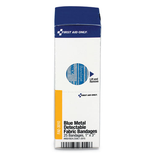 Image of First Aid Only FAE-3010 Refill for SmartCompliance General Cabinet, Blue Metal Detectable Bandages, 1 x 3, 25/Box