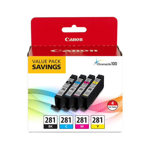 Image of Canon® 2091C005 2091c005 (cli-281) Ink, Black/cyan/magenta/yellow