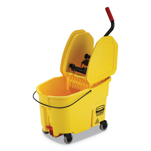 Image of Rubbermaid® Commercial FG757688YEL Wavebrake 2.0 Bucket/wringer Combos, Down-Press, 44 Qt, Plastic, Yellow