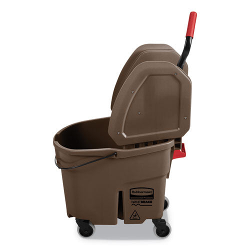 Image of Rubbermaid® Commercial FG757788BRN Wavebrake 2.0 Bucket/wringer Combos, Down-Press, 35 Qt, Plastic, Brown