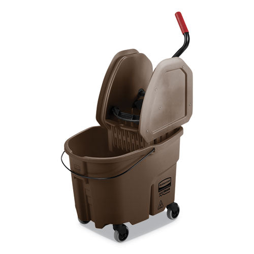 Image of Rubbermaid® Commercial FG757788BRN Wavebrake 2.0 Bucket/wringer Combos, Down-Press, 35 Qt, Plastic, Brown