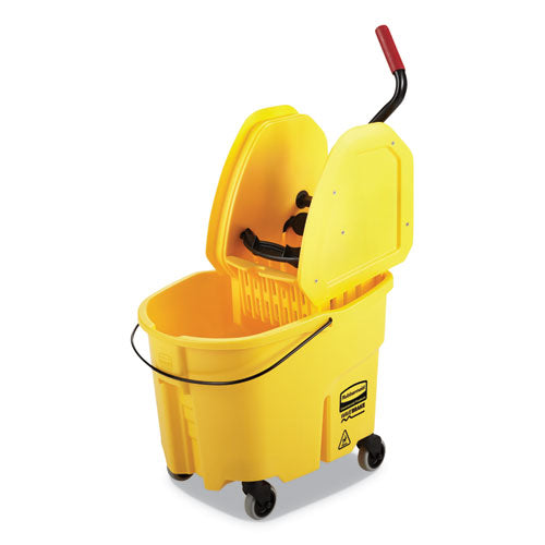 Image of Rubbermaid® Commercial FG757788YEL Wavebrake 2.0 Bucket/wringer Combos, Down-Press, 35 Qt, Plastic, Yellow