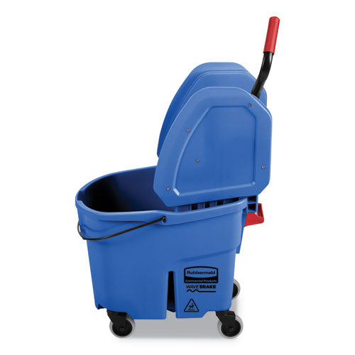Image of Rubbermaid® Commercial FG757888BLUE WaveBrake 2.0 Bucket/Wringer Combos, Down-Press, 35 qt, Plastic, Blue
