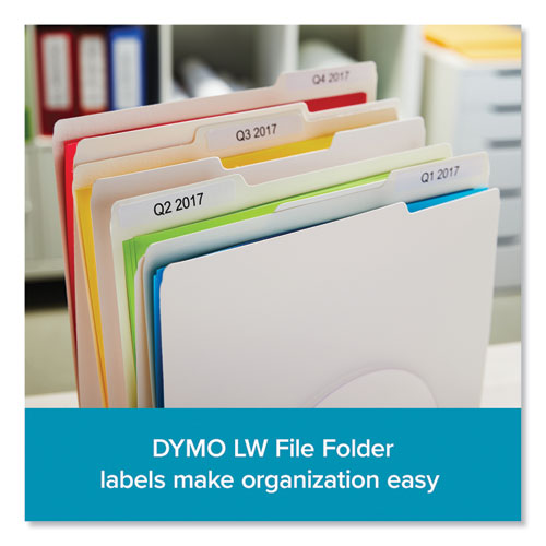Image of DYMO® 2050812 LW 1-Up File Folder, 0.56" x 3.43", White, 130 Labels/Roll, 6 Rolls/Pack