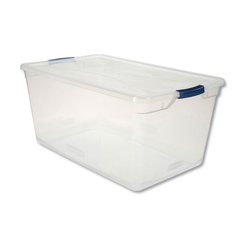 Image of Rubbermaid® RMCC950001 Clever Store Basic Latch-Lid Container, 23.75 gal, 17.75" x 29" x 13.25", Clear