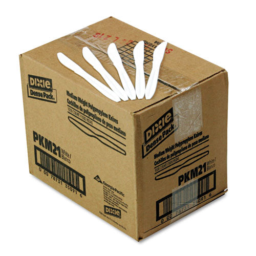 Image of Dixie® PKM21 Plastic Cutlery, Mediumweight Knife, White, 1,000/Carton