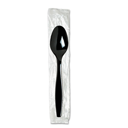 Image of Dixie® TH53C7 Individually Wrapped Heavyweight Spoon, Plastic, Black, 1,000/Carton