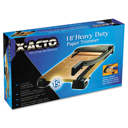 Image of X-ACTO® 26358 Heavy-Duty Wood Base Guillotine Trimmer, 15 Sheets, 18" Cut Length, 12 X 18