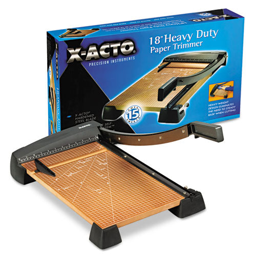 Image of X-ACTO® 26358 Heavy-Duty Wood Base Guillotine Trimmer, 15 Sheets, 18" Cut Length, 12 X 18