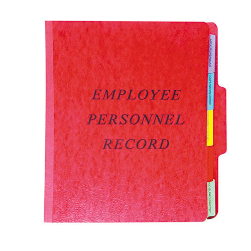 Image of Pendaflex® SER-1-ER Vertical-Style Personnel Folders, 1/3-Cut Tab: Center, Expands 2", 5 Dividers, 2 Fasteners, Letter Size, Red