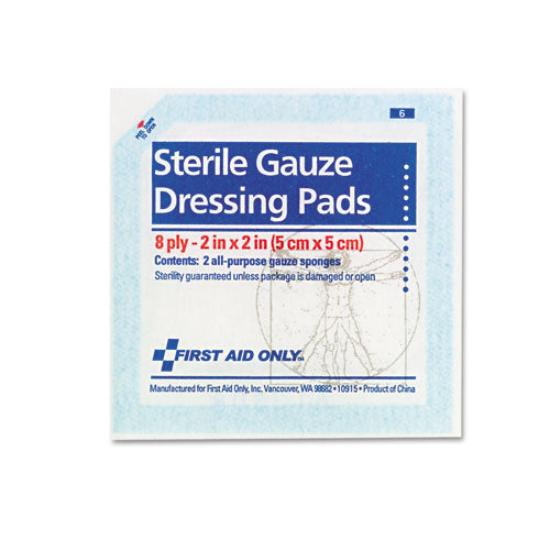 Image of First Aid Only FAE-5000 Smartcompliance Gauze Pads, Sterile, 8-Ply, 2 X 2, 5 Dual-Pads/pack