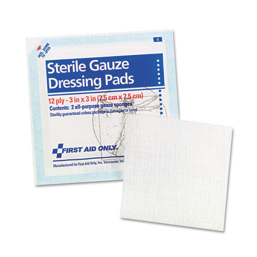 Image of First Aid Only FAE-5005 Smartcompliance Gauze Pads, Sterile, 12-Ply, 3 X 3, 5 Dual-Pads/pack