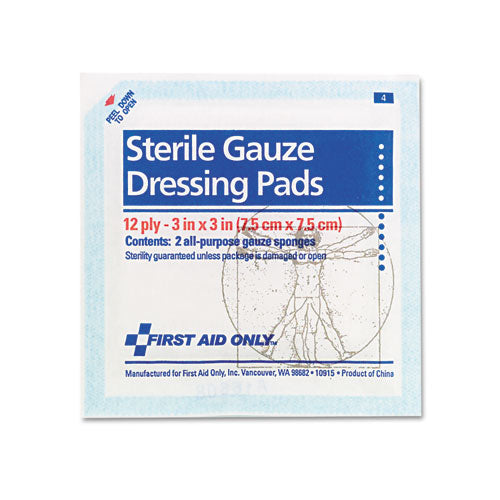 Image of First Aid Only FAE-5005 Smartcompliance Gauze Pads, Sterile, 12-Ply, 3 X 3, 5 Dual-Pads/pack