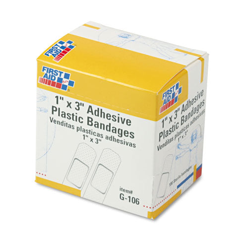 Image of First Aid Only G106 Plastic Adhesive Bandages, 1 X 3, 100/box