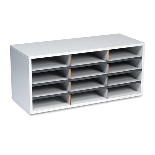Image of Fellowes® 25004 Particle Board Desktop Sorter, 12 Compartments, 29 x 11.88 x 12.9, Dove Gray