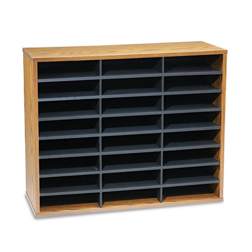 Image of FellowesÂ® Literature Organizer, 24 Letter Compartments, 29 x 11.88 x 23.44, Medium Oak