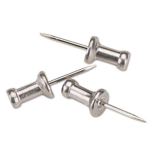 Image of GEM® CPAL4 Aluminum Head Push Pins, Aluminum, Silver, 0.5", 100/Box