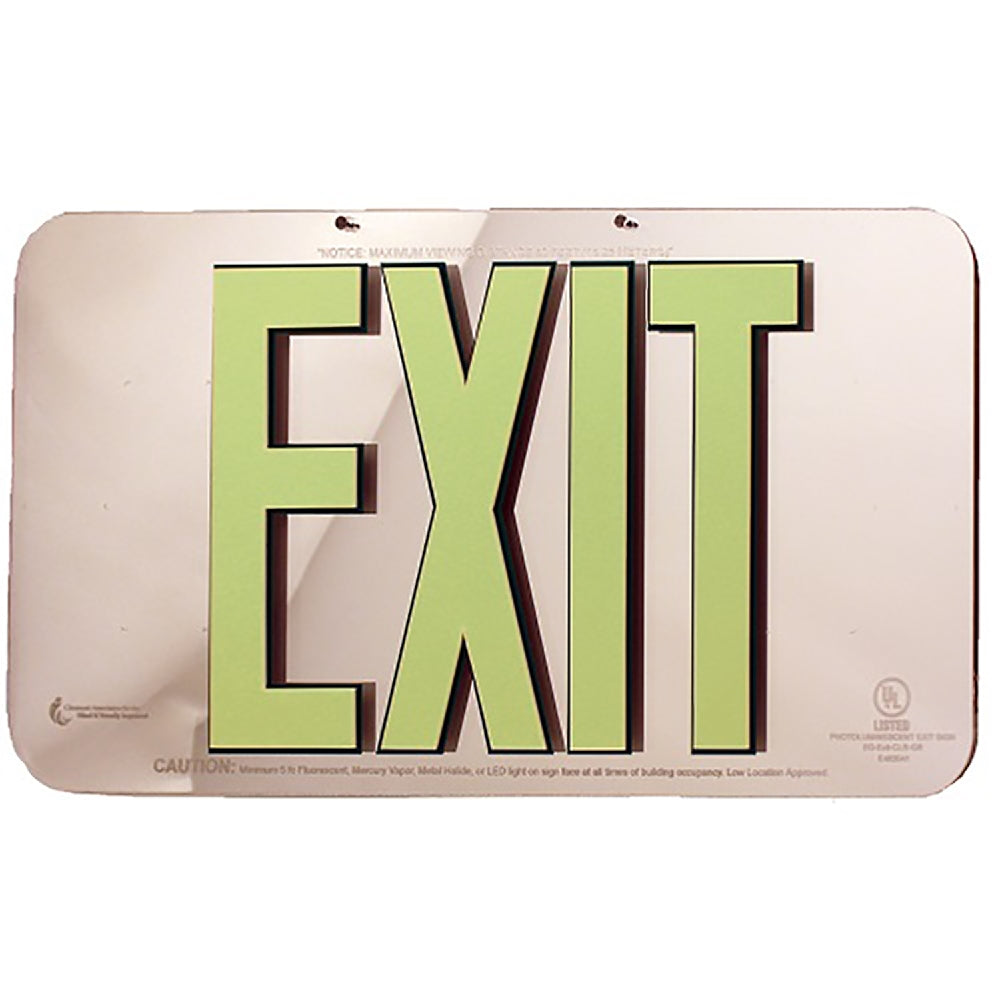 Photoluminescent Exit Sign Conversion Kit, Mirrored Lucite "EXIT", Double Sided