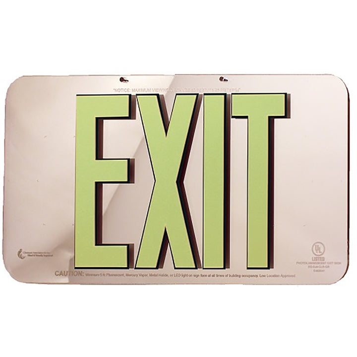 Photoluminescent Exit Sign Conversion Kit, Mirrored Lucite "EXIT", Double Sided