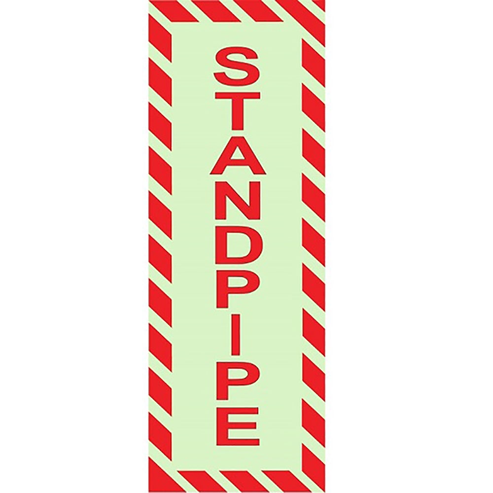 Photoluminescent "STANDPIPE" Label, Adhesive Back