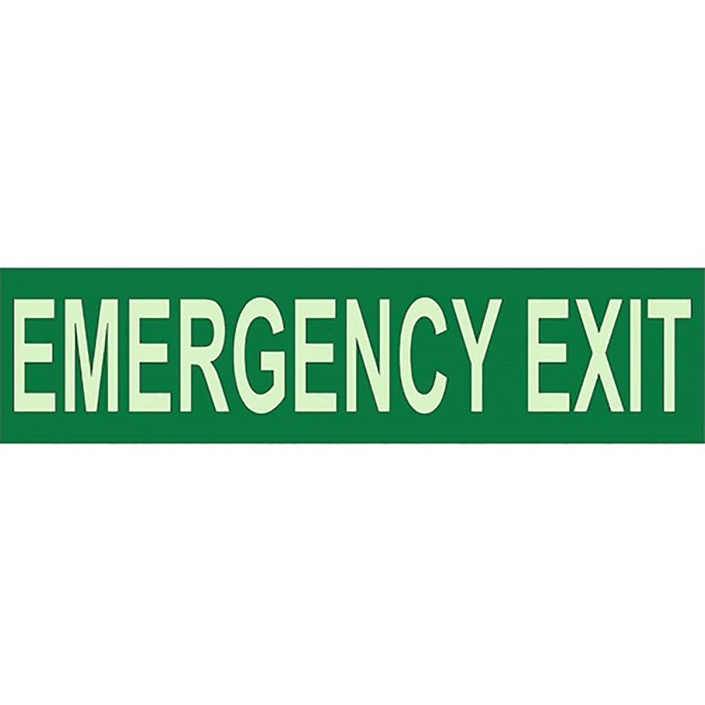 Photoluminescent "EMERGENCY EXIT" Label, Adhesive Back