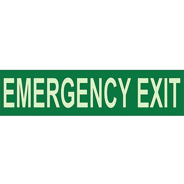 Photoluminescent "EMERGENCY EXIT" Label, Adhesive Back
