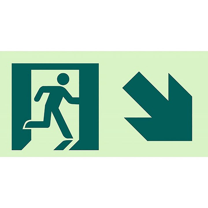 Photoluminescent "RUNNING MAN" with Directional Arrow Sign