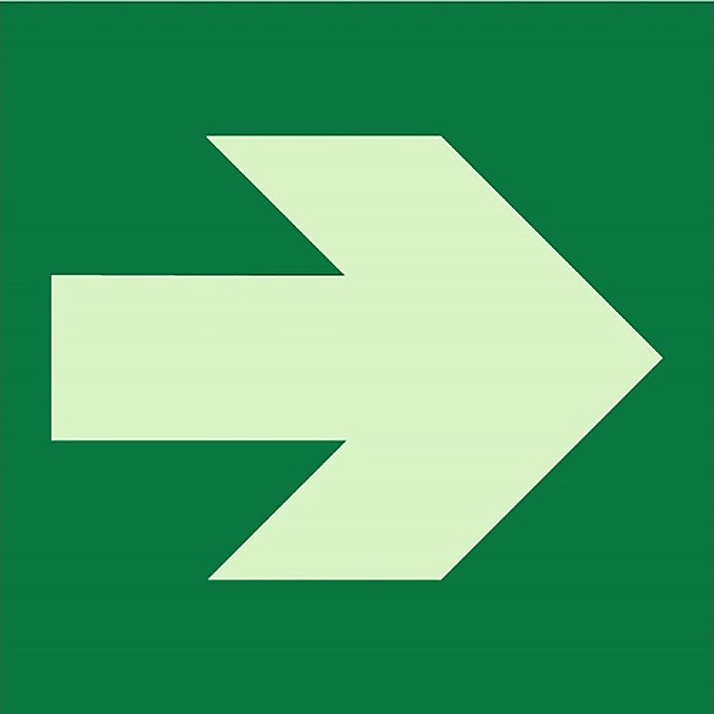 Photoluminescent Side Directional Arrow Sign, 8" x 8"