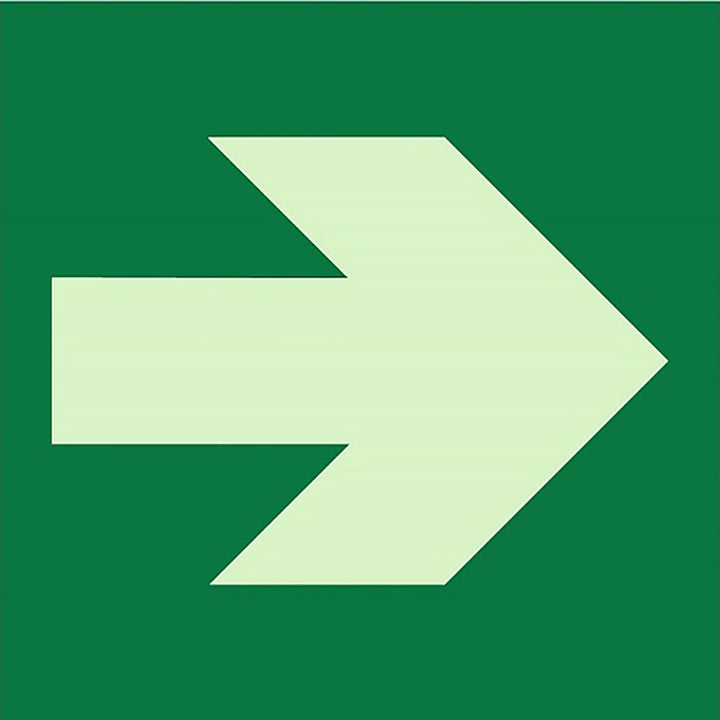 Photoluminescent Side Directional Arrow Sign, 8" x 8"