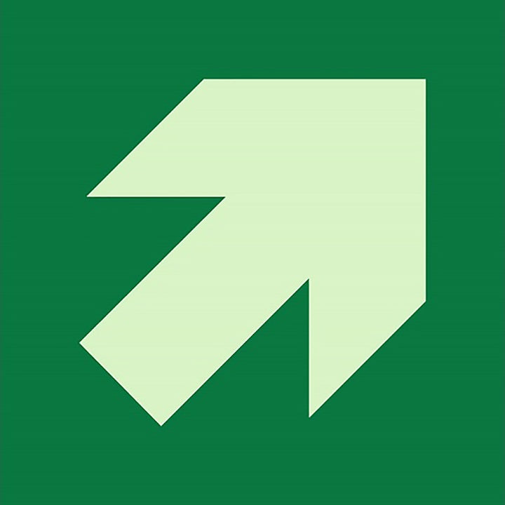 Photoluminescent Corner Directional Arrow Sign, 8" x 8"