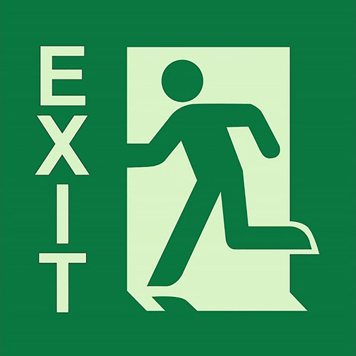 Photoluminescent "EXIT LEFT" Sign, 8" x 8"