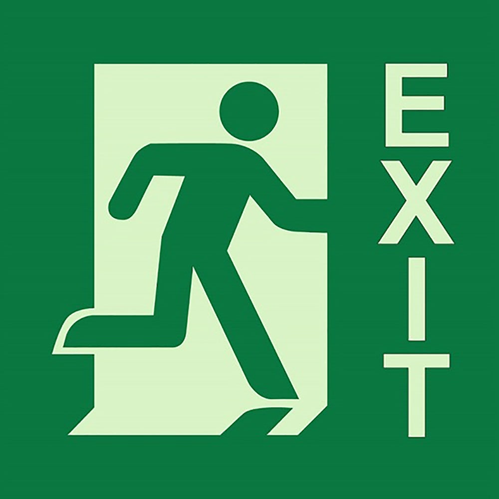 Photoluminescent "EXIT RIGHT" Sign, 8" x 8"
