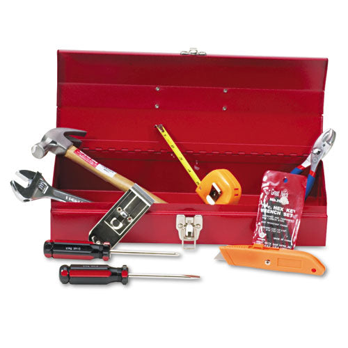 Image of Great Neck® CTB9 16-Piece Light-Duty Office Tool Kit, Metal Box, Red