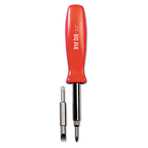 Image of Great Neck® SD4BC 4 In-1 Screwdriver W/interchangeable Phillips/standard Bits, Assorted Colors