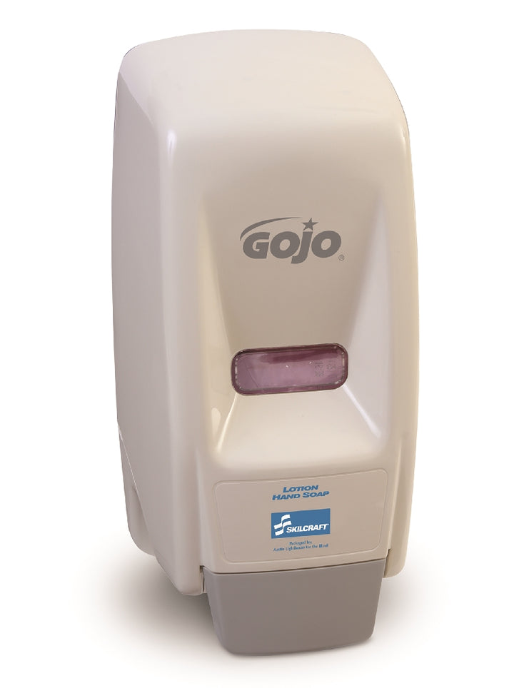 Image of GOJO® SKILCRAFT® Wall Dispenser, Soap/Shampoo/Sanitizer, Gray, 800 mL Dispenser Refill