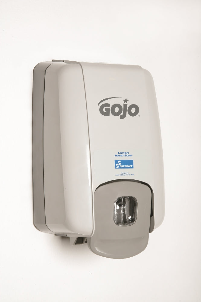 Image of GOJO® SKILCRAFT® NXT Wall Dispenser, Soap/Shampoo/Sanitizer, Gray, 2000 mL Dispenser Refill