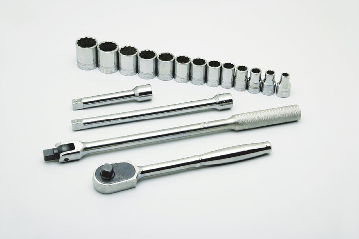 Image of SKILCRAFT® Pro-Grade Socket Set, 1/2" Drive SAE 12-Point Sockets, Shallow Combination, 17 Piece Set
