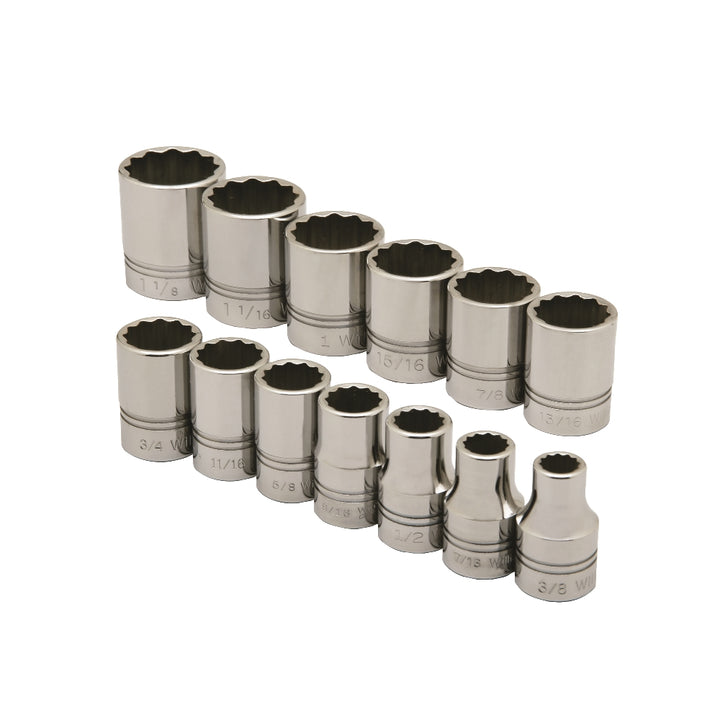 Image of SKILCRAFT® Pro-Grade Socket Set, 1/2" Drive SAE 12-Point Sockets, 13 Piece Set