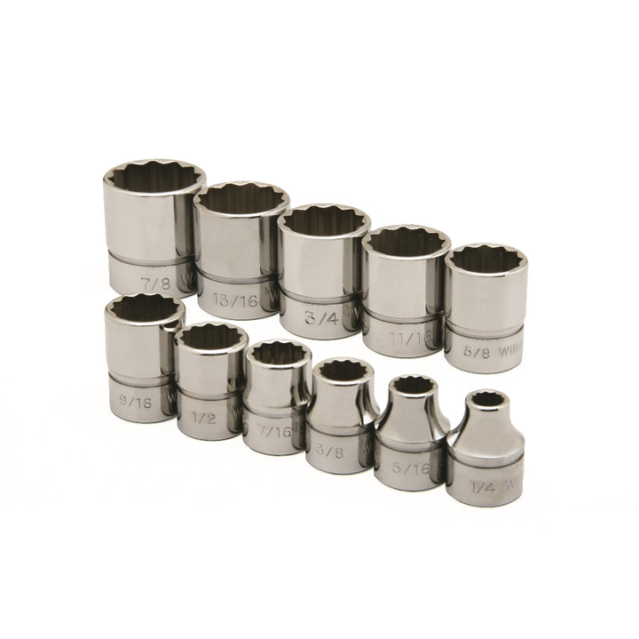Image of SKILCRAFT® Pro-Grade Socket Set, 3/8" Drive SAE 12-Point Sockets, Shallow, 11 Piece Set